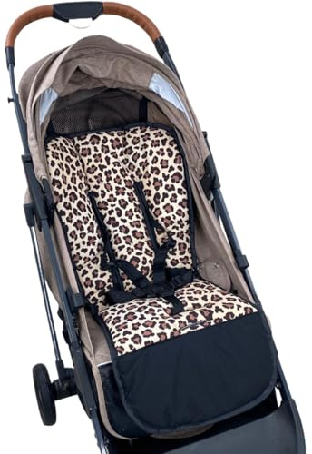 Baby Stroller Cushion Soft Printed Stroller Seat Liner-Reversible Universal Breathable for Baby Carrier Pram Infant Car Seat Insert-78x40cm,1 Pack (Leopard Print)