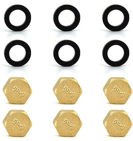 6 tapas ciegas para radiador, 15 mm, tapón ciego para radiador, accesorios de fontanería de latón a prueba de fugas con sellos, tapas de sistema de calefacción para tuberías y mantenimiento de
