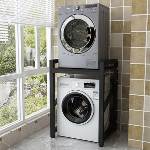 Estantes para Lavadoras, Kits De Apilamiento De Soportes para Lavadora y Secadora De 2 Niveles, 3 Ajustables En Altura, Capacidad De Carga De 350kg, Unidad De Estante De Almacenamiento para Lavador