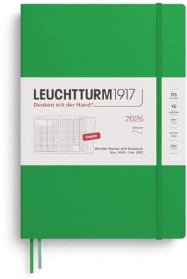 LEUCHTTURM1917 372787 månadsplanerare och anteckningsbok sammansättning (B5) 2026, 16 månader, mjukt skydd, vårblad, engelska