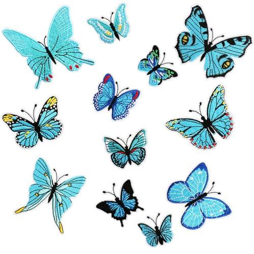 12 Stück Schmetterling Bügelbilder, Bügelflicken Für Textilien, Schmetterlinge Deko Patches Zum Aufbügeln, Ideal Für Jeans, Jacken, Kinderbekleidung, Taschen Und Mützen, Wiederverwendbar Und Waschbar