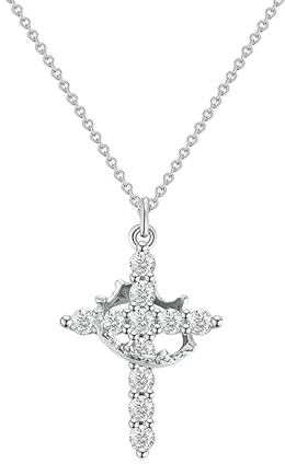Fokroin Collana Donna,Collana con croce da donna,Collana semplice con ciondolo a croce,Regolabile per San Valentino Pasqua Battesimo