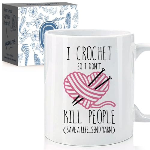 Funny Crocheting Gifts for Knitters Lovers, Crocheter Supplies Stuff for Crochet Lovers, Daughter, GF, Bestie, Knitting Gift for Birthday Christmas White Elephant, Long Distance Relationship-29