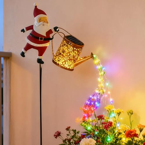 TocaFeank Lucis decorative per prato giardino con lucis natalizie Babbo Natale | Luce solare per bollitore natalizio | Lampada terra Bollitori Babbo notturne a LED | Lanterna per annaffiatoio