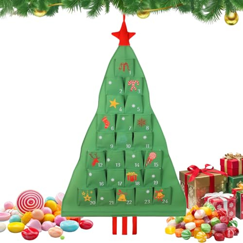 Husoiuy Elektriska, Organisateur En Forme De Sapin De Noël 24 Jours, Sac Calendrier De L Avent Rechargeable, Pour Bonbons Collations Et Décoration De La Maison Et Du