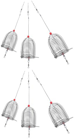 DECHOUS Set 6 Pezzi Gabbie Porta Esche in Acciaio Inox per Pesca alla Carpa Mangiatoia Aperta per Alimentazione Pesci Accessori Pesca da Esterno Supporto Lanciatore Esche