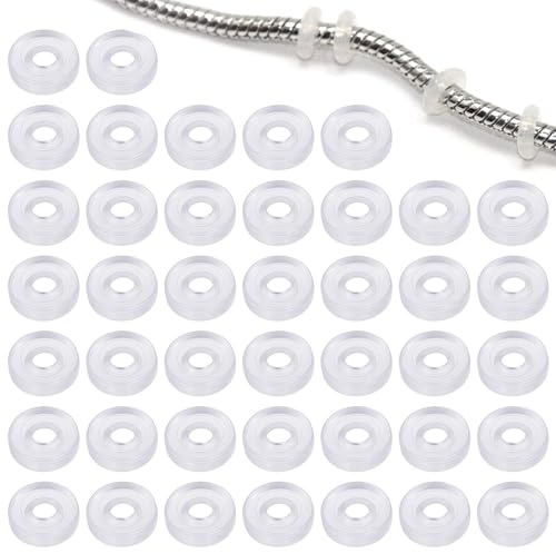 100 unidades de cierres de goma de silicona transparentes para pulseras de abalorios, anillo de goma de silicona elástica, anillos de silicona antideslizantes o anillos para pulsera, collar