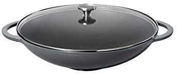 Chasseur 1037 Wok-37 cm-Bleu Poséidon, Fonte, Gris, 37 cm