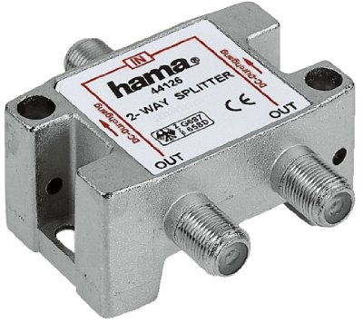 HAMA Distributore SAT 1 F/2 F, 2 Vie, Corpo Metallico, Schermato, 5 Mhz-2400 Mhz, Passaggio Corrente 500 mA