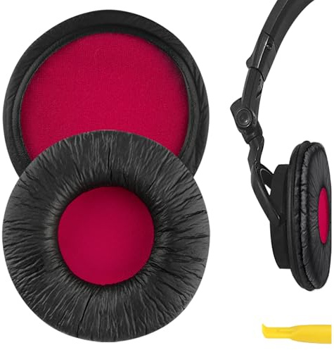 Geekria Replacement Ear Pads for Sony MDR-V55, V500DJ Headphones Ear Cushions, Repair Parts (Black Red)