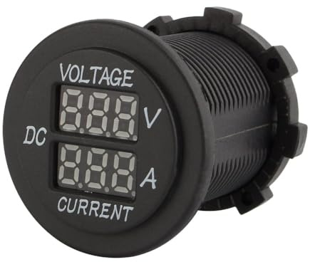 Voltmetro digitale a LED 12 a 24 V, amperometro digitale 2 in 1, tester di corrente e tester di tensione, display digitale a LED rosso, per auto, moto, camion, barche marine