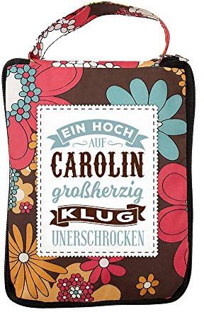 History & Heraldry Design Top Lady Tasche: Carolin/Einkaufstasche, Strandtasche, Sporttasche, Blumenmuster/vielseitig, praktisch, personalisiert mit Name und Spruch