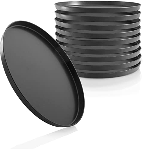 Grizzly Bandeja para pizza redonda 28 cm, juego de 10, con revestimiento antiadherente, bandeja para hornear redonda, versátil, Made in Germany