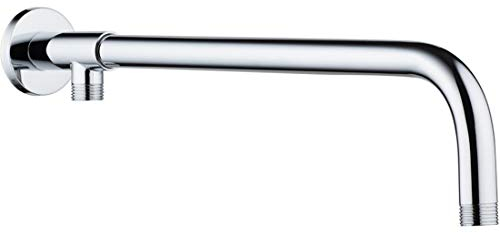 Melairy Chrome Polished Overhead Shower Head Arm with Brass Holder Wall Mounted 48cm Stainless Steel Shower Arm for Fixed Shower Head