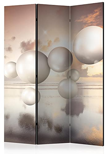 murando - Paravent Raumteiler Kugeln Himmel Sonne, 135x172 cm, 3-teilig | Mobiler Sichtschutz, sofort einsatzbereit, Holzrahmen, ideal fürs Wohnzimmer oder Büro, geruchsneutral, lichtbeständig