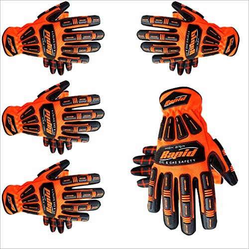 R.M 5 pares de guantes mecánicos Acolchado SBR Protector de TPR Guante reductor de impacto antivibración - (tamaño grande)