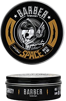 BARBER MARMARA SPACE Hair Wax 100ml - Concrete Clay - Fixation super forte - Finition matte - Cire Cheveux Homme Clay Pommade Matt pour hommes - Cire coiffante