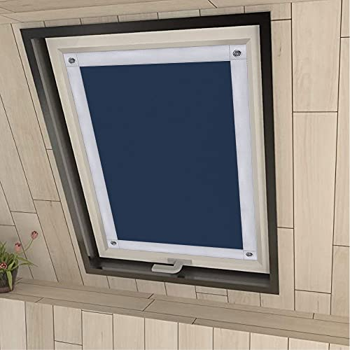 Eurohome 100% Verdunkelung Dachfenster Rollo ohne Bohren Sonnenschutz Verdunkelungsrollo mit Saugnäpfen für Velux-Fenster Dunkelblau 60x73 cm für M04/304