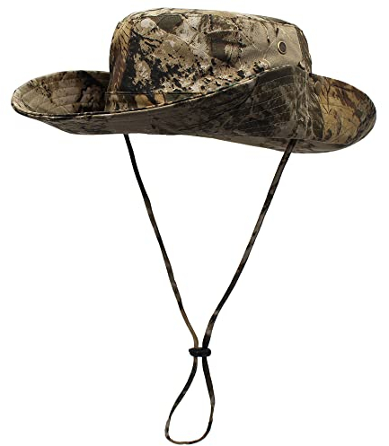 Damen Herren Outdoor Sonnenschutz Bucket Hut Fischerhut Baumwolle Two Way to Wear für Kopfumfang 55-62 cm Äste Camouflage