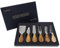 Lot de 6 couteaux à fromage avec poignée en bois d'acacia dans une boîte cadeau - Couteau à fromage en acier inoxydable