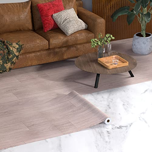 Homease PVC Bodenbelag Selbstklebende Holzoptik Vinylboden, Rutschfeste Wasserdichte Schneidbar Vinylbodenbelag Bodenaufkleber für Bettzimmer, Küche, Wohnzimmer, 60x500cm Eichenbrett