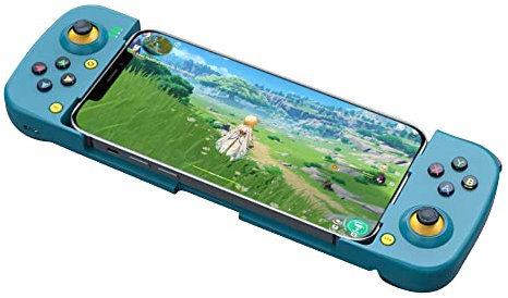 Contrôleur de Jeu Sans Fil pour IOS/Android/pour PS4/pour Switch PC, Manette de Jeu Bluetooth Mobile MFi, Contrôleur de Jeu de Type C (Bleu)