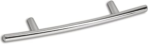 OBF 72 3870 29 Grimme Basic Schubladengriff Menorca Griff (gebogen) ø 8 mm, Breite 120 mm Möbelgriff ZN verchromt poliert, Silber, Lochabstand 64 mm