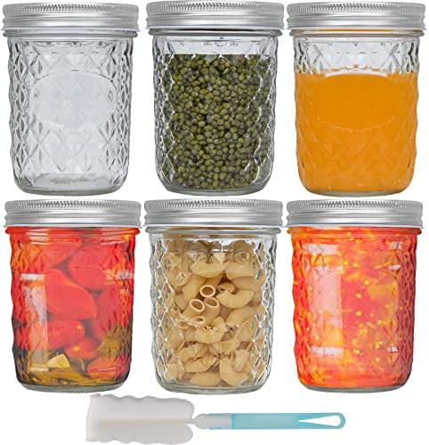 Hisredsun 6er Set 500ml Glas Einmachgläser mit versiegelten Deckeln, Vorratsgläser für Honig, Marmelade, Bohnen, Glas Trinkgläser und Deckel mit Strohhalmloch