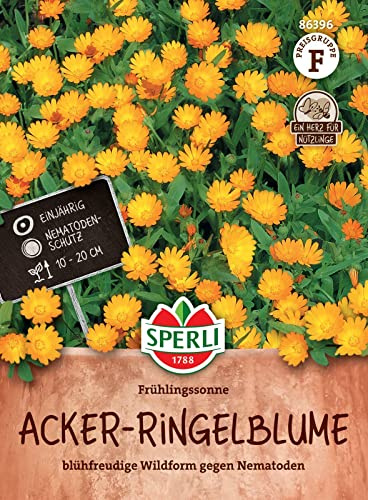 Sperli 86396, Acker-Ringelblume Frühlingssonne, blühfreudige Wildform, gegen Nematoden, Nektarspender für Nützlinge