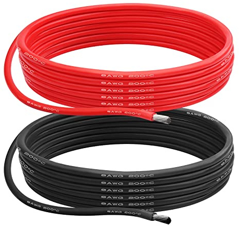 8 Gauge Silicone Wire 8 AWG Electrical Cable 6M（3m Red & 3m Black）