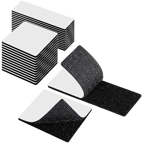 AiQInu Velcro Tape, Self-Adhesive, Pack of 24, Velcro Fastening, Extra Strong Double-Sided Adhesive, Self-Adhesive Pad Can Be Used for Household, DIY and Handmade, Square/Rectangle