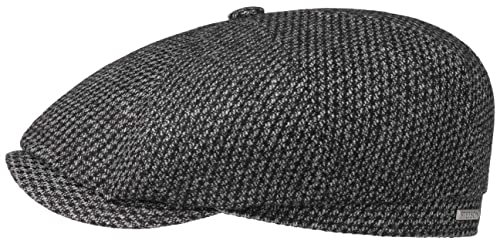 Stetson Hatteras Milbridge Wool Flatcap Elegante Schirmmütze Meliertes Muster Made in EU Herren Herbst/Winter grau XXL (62-63 cm)