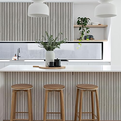 JOLIHOME Panel Wallpaper Wood Vinyl Wrap Grey Self Adhesive Wallpaper Peel and Stick Contact Paper Kitchen Cupboard Vinyl Wrap Decoupage Paper for Furniture 40x500cm