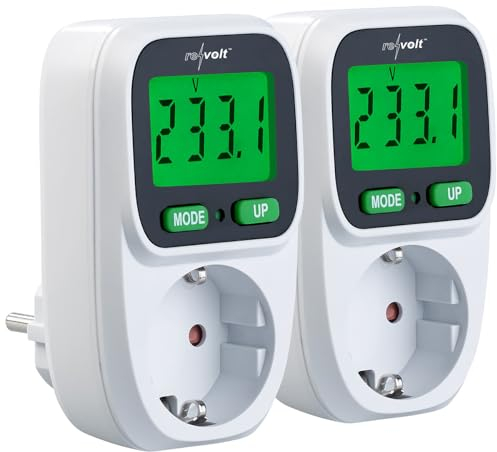 revolt Stromverbrauchmesser: 2er-Set Digitaler Energiekostenmesser, LCD-Display, bis 3.680 W (Stromkostenmesser, Strom-Messer, Energiekostenrechner)