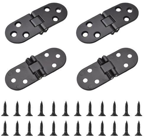 INCREWAY Bisagra para muebles, 4 piezas de aleación de zinc, bisagra gruesa para bandeja de mayordomo, negra, máquina de coser de 180 grados, mesa de cajón de escritorio, bisagra plegable con
