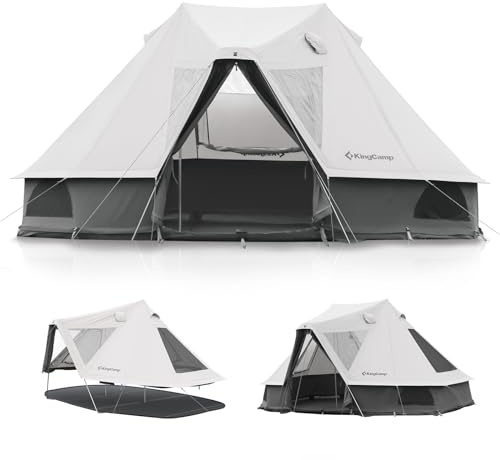KingCamp KHAN VILLA Glamping Luxury Canvas Tent with Stove Jacks,4-6 Person Large Room Outdoor Camping Wall Tent for 4 Seasons Family Camping
