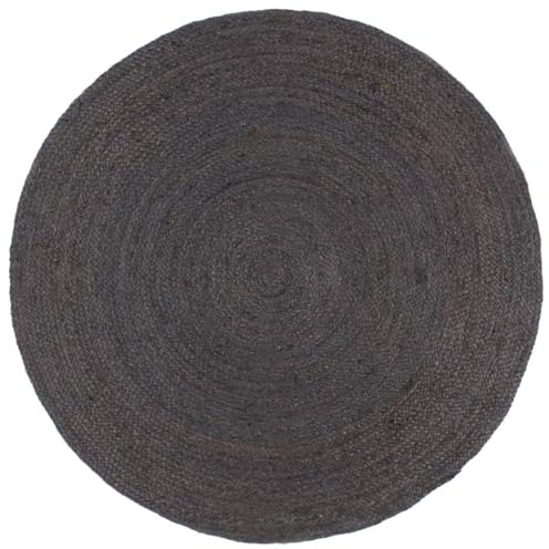 ARKEM Alfombra de Yute Tejida a Mano Redonda Gris Oscuro 240 cm Alfombras Redondas Lavable Alfombras para Salon