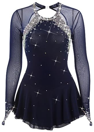 LIUHUO Gonna da Pattinaggio da Donna, Costume da Pattinaggio per Ragazze, Semplice, generoso, Pattinaggio Artistico, Vestito da Donna, Marina Militare, M