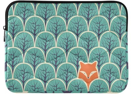 FRODOTGV Laptop-Hülle Fuchs in Blau 13-14 Zoll Polyester Laptoptasche Aktentasche Reise Laptop Tasche Handtasche für Reisen Business
