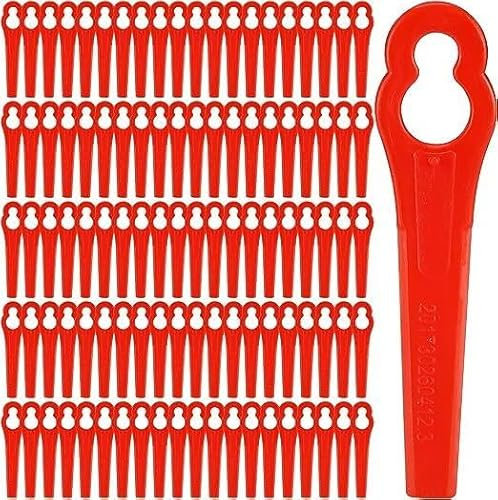 AIWMQYYF Plastic Grass Trimmer Blades, 100Pcs Plastic Lawn Mower Blades Replacement Lawn Mower Cutting Blades, 83 mm Plastic Replacement Blades for Einhell Grass Strimmer-Red