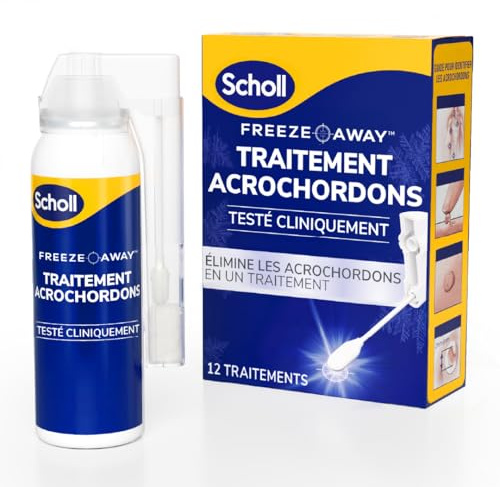 Dr. Scholl's Traitement Acrochordon Freeze Away - Élimine Acrochordons et Excroissances de Peau en 1 passage rapide grâce à la Cryothérapie - Cliniquement prouvé, Facile d'utilisation - 12 Traitements