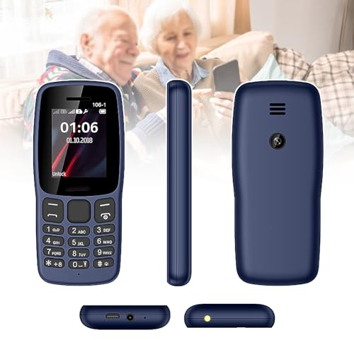 Basic Mobile Phones for The Elderly and Kids, Unlocked Dumb Phones, Cell Phones Without Internet - with Big Buttons, MP3, MP4, Camera, Flashlight, SOS,Blue