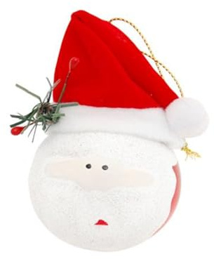 Krebs Glas Lauscha - Decorazione natalizia/decorazioni per albero di Natale in vetro – sfera con Babbo Natale con berretto – Colore: bianco – Dimensioni: circa 5,7 cm