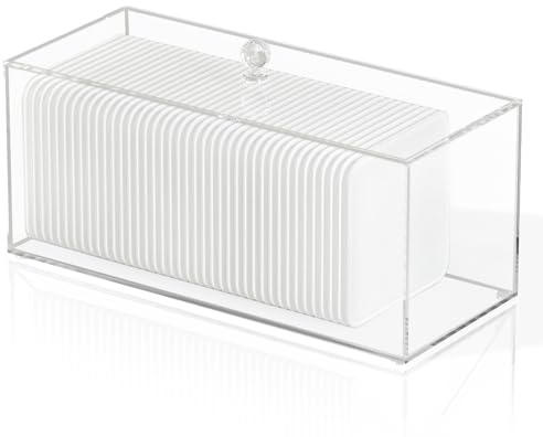 JHJFRAWY Acrylic Clean Pad Storage Box for Clean Skin Club - Cotton Holder, Square Organizer (Pads Not Included) - Horizontal With Lid