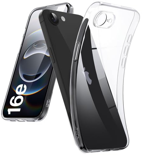 DOSMUNG Klar Hülle für iPhone 16e (6.1), Flexible Minimalistische Silikonhülle Weiche Case Stoßfeste Kratzfestigkeit Handyhülle für iPhone 16e 2025, Durchsichtig