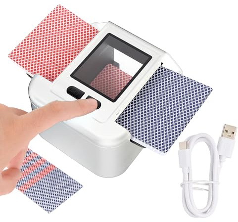 Superious Rechargeable Automatic Card Shuffler – 1-2 Decks, 2000mAh Battery, Low-Noise Electric Shuffling Machine with AUTO & Manual Modes, Portable for Poker, Blackjack, Bridge, Rummy & More