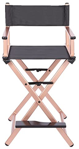 Professional Makeup Artist Director's Chair Foldable Aluminum Portable Chair for MUA Stylish Rose Gold Color