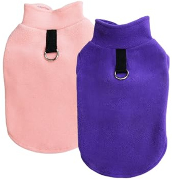 2er Pack Hundepullover Fleeceweste, Welpenpullover Wintermantel Sweatshirts, Haustierbekleidung für kleine Hunde und Katzen (Rosa-Violett, S)