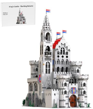 RCARTOYRTR Mittelalterlich könig Burg Klemmbausteine, Schloss Baustein, Modell-Palast Geschenk für ab 14 Mädchen und Jungen - 3939 Stück MOC-193221