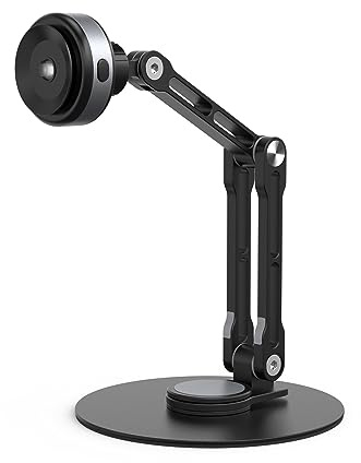 Mirweon Verstellbarer Tablet-Ständer mit Saugnapf, Aluminium-Halterung für Tablets und Smartphones, um 360° drehbar, höhenverstellbar, Tablet-Ständer, Tisch mit elektrischem Saugnapf